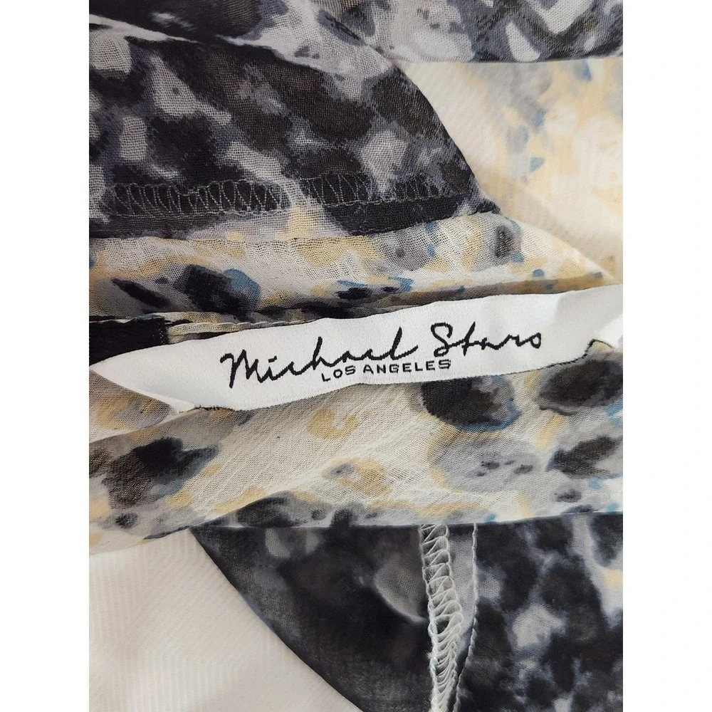 Michael Stars Kimono Wrap Women One Size Gray Snake Print Sheer High Low Coverup